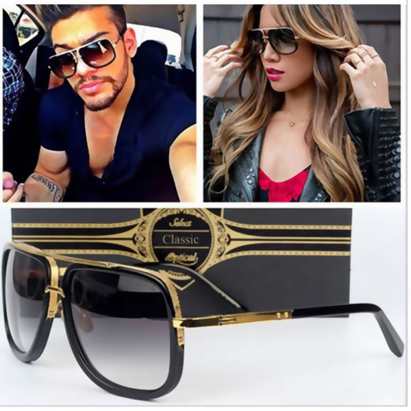 Designer Black And Gold Sunglasses For Men And Women Classic