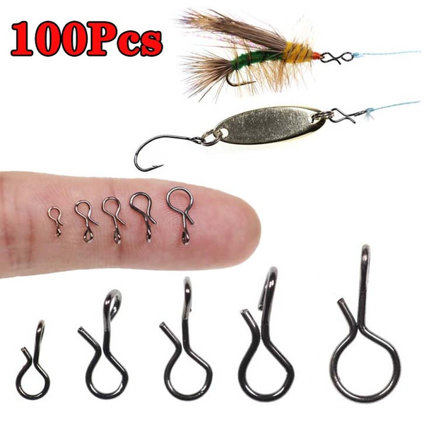 40/100Pcs/bag Fly Fishing Snap Quick Change for Flies Hook Lures Stainless  Steel Lock Black Fishing Snaps Lures Clip Link