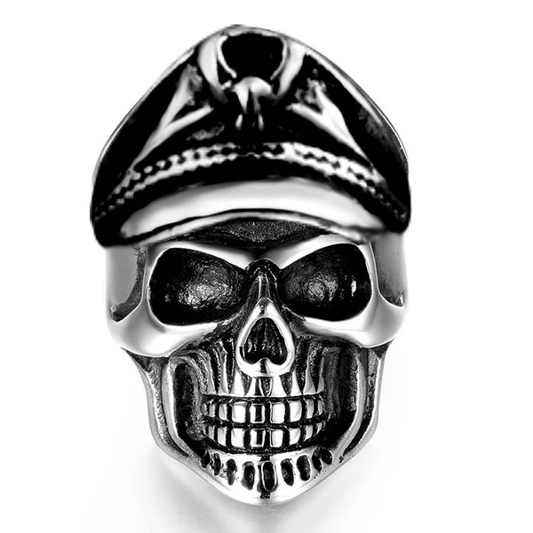 Mens Jewelry Skull Head SKELETON POLICE 