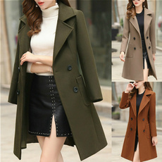 casual coat, woolen coat, Plus Size, Waist