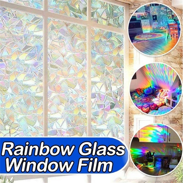3D Window Glass Film Sticker Stained Anti UV Self-adhesive Rainbow Sticker 