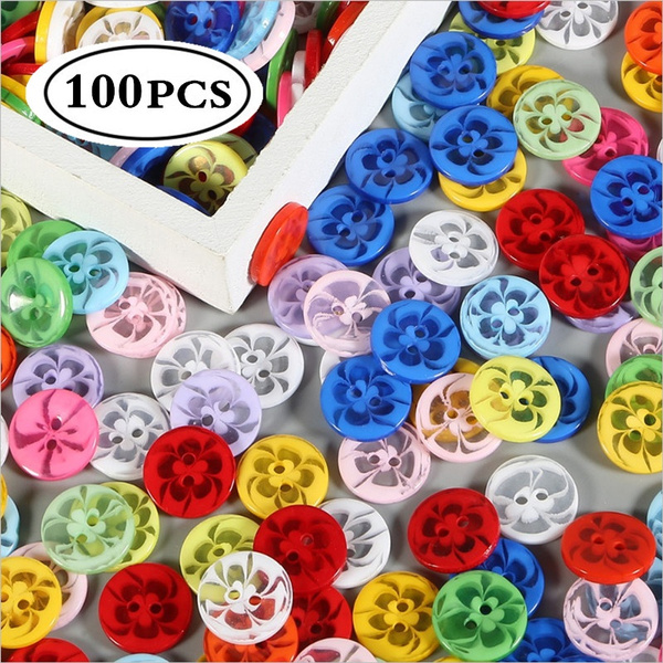 100 Pcs Mix Assorted Buttons for Sewing Crafts Accessories, Flower