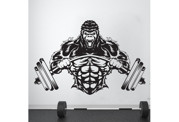 Gorilla Gym Wall Decal Quote Power fitness Quote Decor Workout Art Vinyl  Wall Stickers Bedroom Gym Motivation Workout Girl Crossfit 2480ER