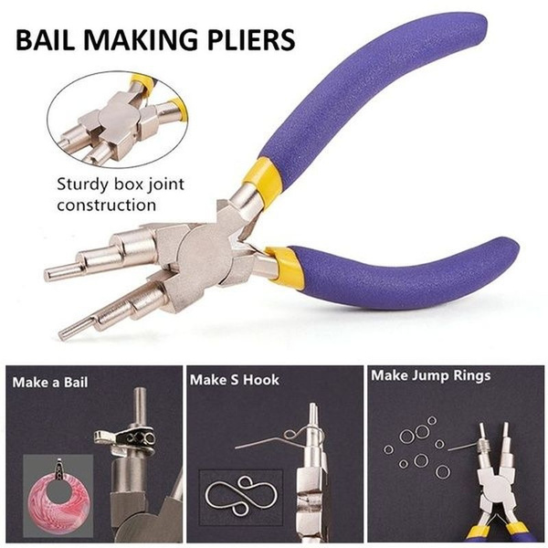 6 in 1 Bail Making Pliers Jewelry Making Pliers Multi-Sized Jewelry Pliers  with Comfort Grip Hand
