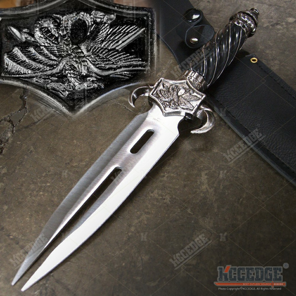 12 5 Medieval Fantasy Dragon Knife Double Blade Spiral Handle With Chain Decor Royal Battle Dagger Wish 12 5 Medieval Fantasy Dragon Knife Double Blade Spiral Handle With Chain Decor Royal Battle Dagger Wish