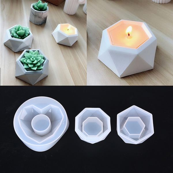 Flower Pot Mould DIY Silicone Epoxy Resin Mold Candle Holder Plant Jewelry Craft