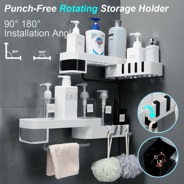 2 Layer Corner Shower Caddy Shelf Bathroom Storage Organizer Holder Rotate Rack 
