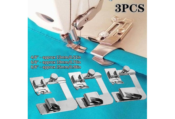 3Pcs/Set Domestic Sewing Machine Foot Presser Rolled Hem Feet For Brother 