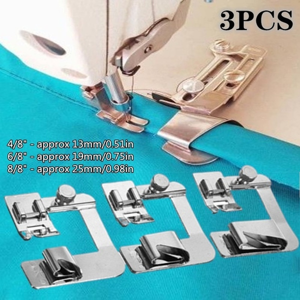 3Pcs/Set Domestic Sewing Machine Foot Presser Rolled Hem Feet For