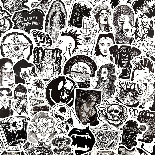 25/50/75/100Pcs Horror Terror Black and White Graffiti Stickers For ...