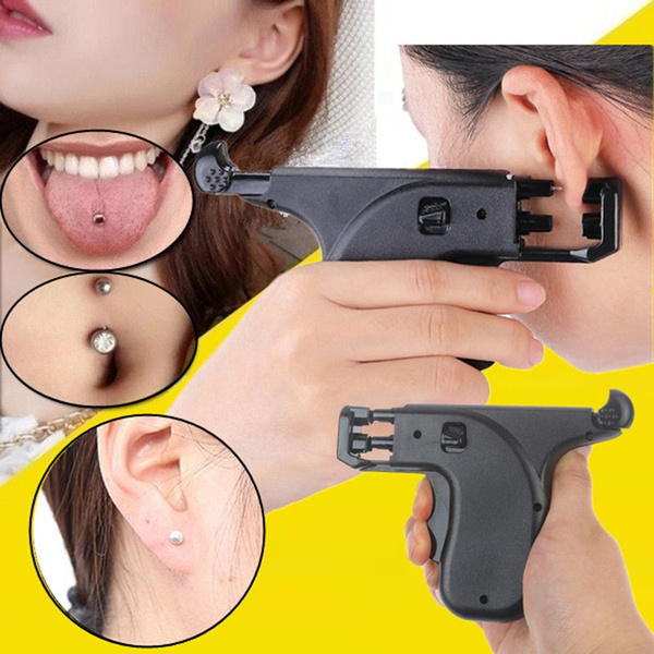 No Pain Professional Safety Ear Piercing Tool Double Pistol Plug Stud