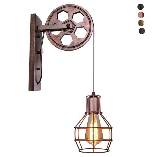Wall Lamp Loft Retro Lifting Pulley Wall Light Vintage Industrial Style Iron 