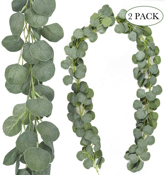 2 Packs Artificial Eucalyptus Garland Greenery Eucalyptus Vines Faux ...