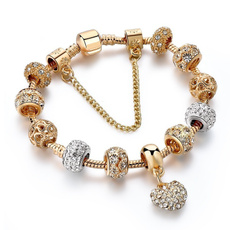Beaded Bracelets, Joyería de pavo reales, gold, Corazón