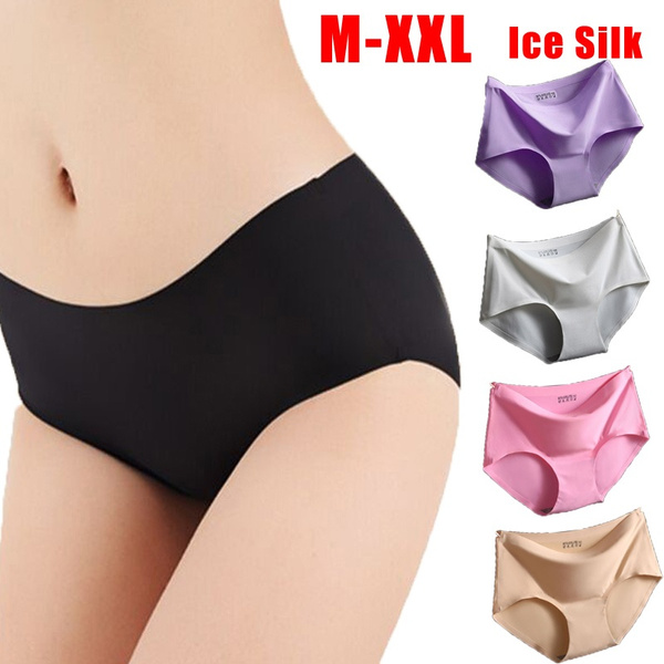 Mega Deal》Ice Silk Seamless Underwear Middle Waist Panties Women Clothing
