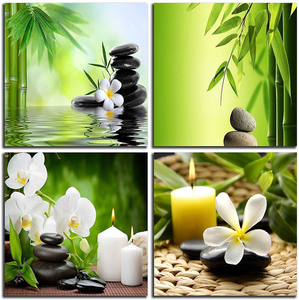 4 Panel Zen Canvas Print Spa Wall Art Massage Pictures On For Home Office Wish - Spa Wall Artwork