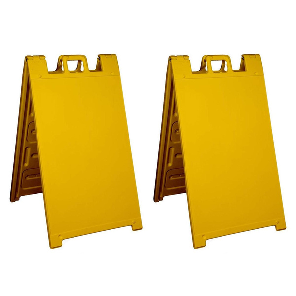 Plasticade Signicade A Frame Portable Folding Sidewalk Sign, Yellow (2 ...