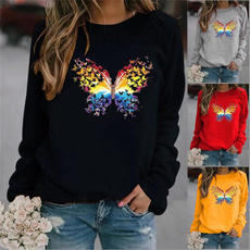 butterfly, Plus Size, Long Sleeve, Women Hoodie