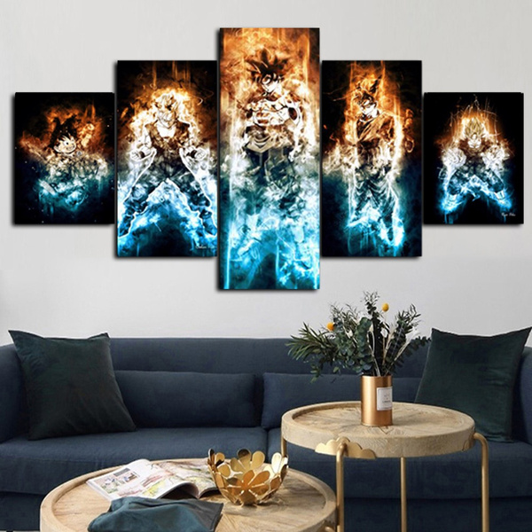 Goku Super Saiyan Panels Blue Canvas Decoration - Dragon Ball Z Merch