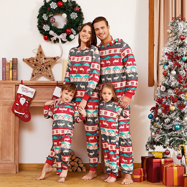 Christmas Family Matching Pajamas Set Adult Kids Sleepwear Nightwear Pjs Photgraphy Prop Party Clothing