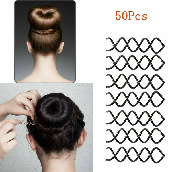 10/30/50 Packs Women Spiral Spin Hair Clip Hair Styling Screw Bobby Pin  Twist Barrette Hairpin Non-Scratch Black | Wish