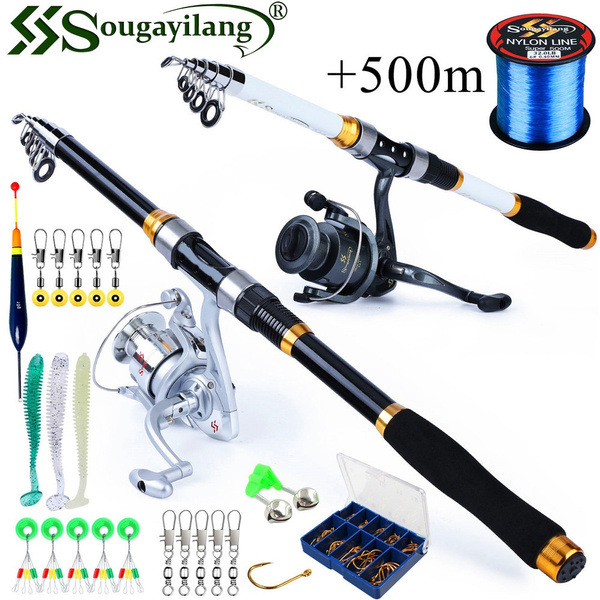 Fishing Rod Reel Combos Telescopic Rod Pole with 6BB Spinning Reel Sea  Saltwater Freshwater Kits