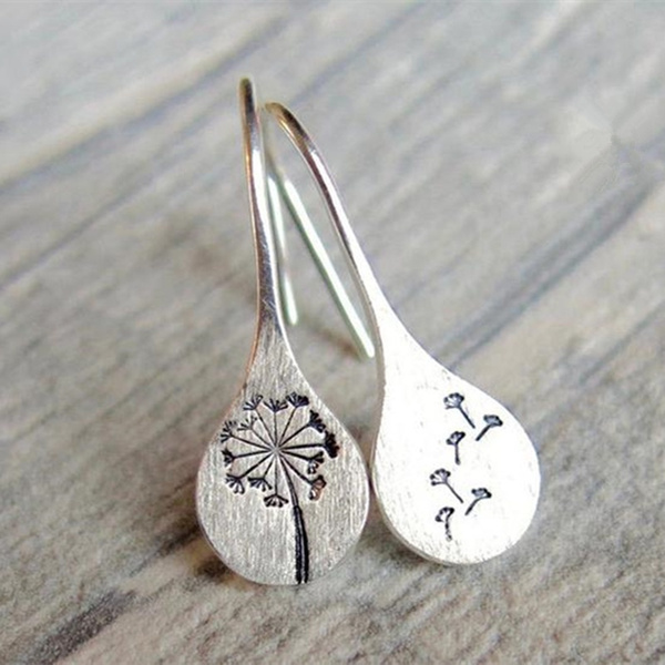 Dandelion Seeds Earrings Black ball Earrings Gift for Wife Gift for Mom Wish Gift for Her Real Flower Jewelry Botanical Earrings
