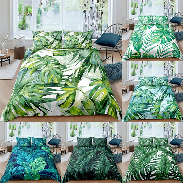 duvet cover green leaves