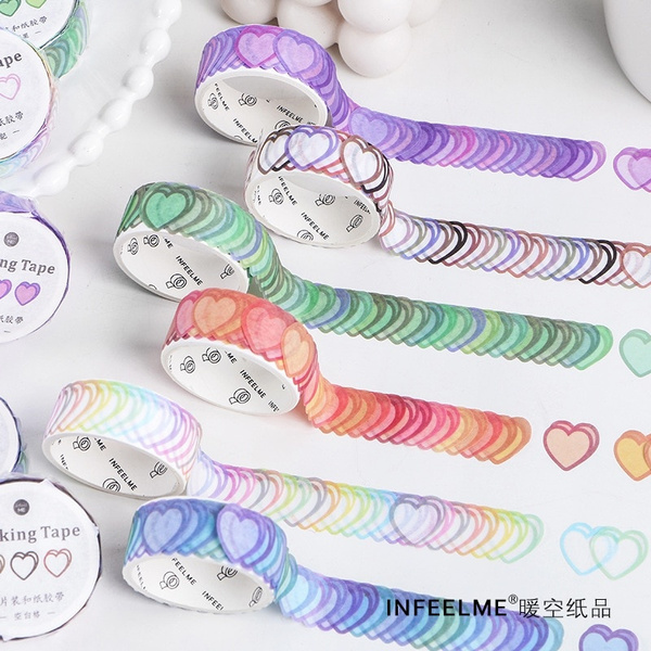 100pcs/lot Cute Heart Shape Washi Tape Kawaii Dots Washi Stickers Travel  Decorative Masking Tape DIY Diary Scrapbooking Stickers