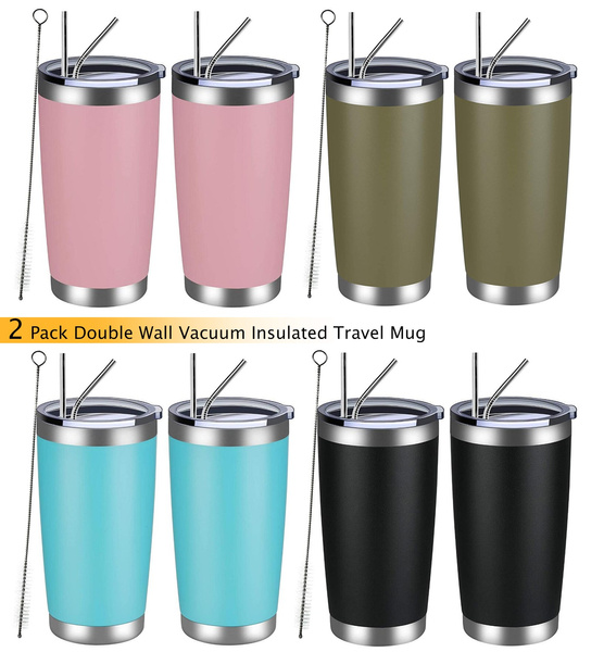 12 Pack Stainless Steel Tumblers Durable Powder Coated Insulated Coffee Cup Double Wall Vacuum Tumbler Coffee Cup Stainless Steel Travel Mug with Lid and Straw 30oz Insulated Tumblers White