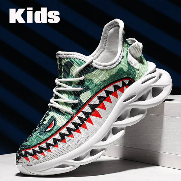 Kids Trendy Flame Pattern Mesh Basketball Shoes, Breathable Shock Absorbing  Non Slip Sport Sneakers - Temu