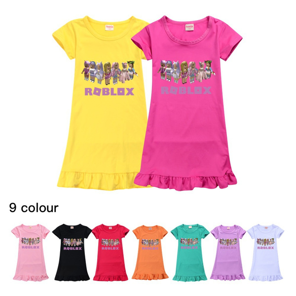 Roblox Printed Baby Girls Summer Cute Pajamas Dress Kids Children Cozy Nightdress Wearable Dresses Clothes Tracksuits Wish - roblox rose dress
