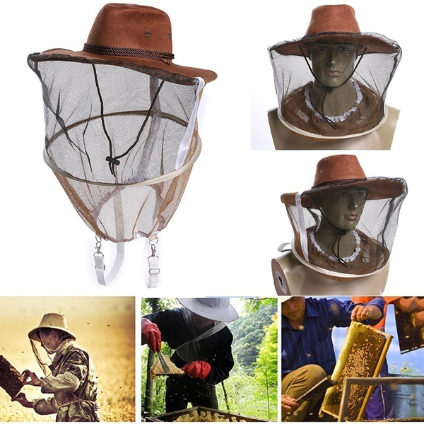 Beekeeping Beekeeper Cowboy Hat Mosquito Bee Insect Face Veil Net Protector 