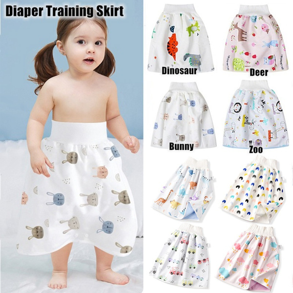 Alftek Baby Diaper Skirt Shorts Comfy Cartoon Children Leak-proof High Waist Belly-protecting Diaper Skirt Breathable for Kids