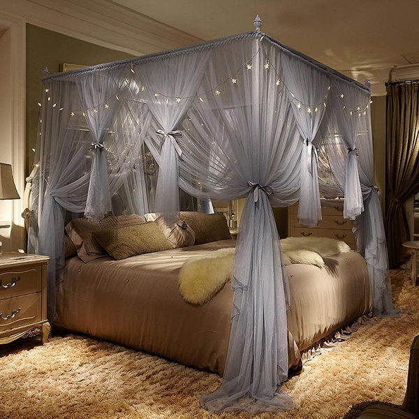 Romantic Mosquito Net for Bed，4 Corner Canopy for Beds, Canopy