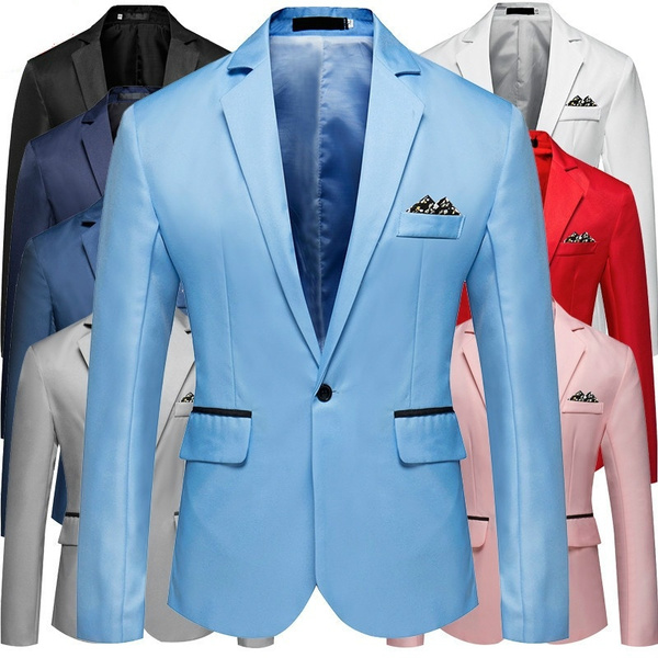 Luxury Men Slim Fit Office Blazer Jacket Fashion Solid Mens Suit Jacket ...