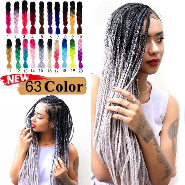 63 Colors Hair 24inch ombre kanekalon Jumbo Braiding Hair Women