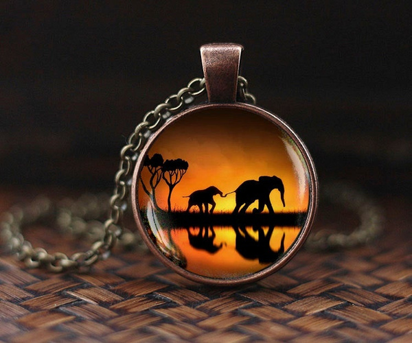 Elephant necklace, Animal pendant, Elephant jewelry, African animal ...