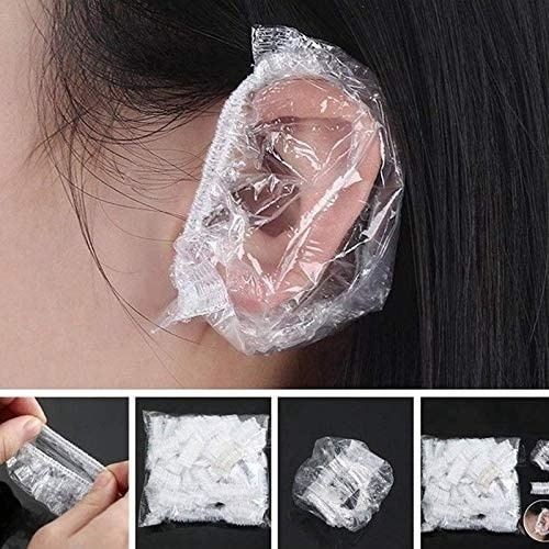100Pcs Disposable Bath Shower/Dyeing Hair Ear Guard, Waterproof Ear