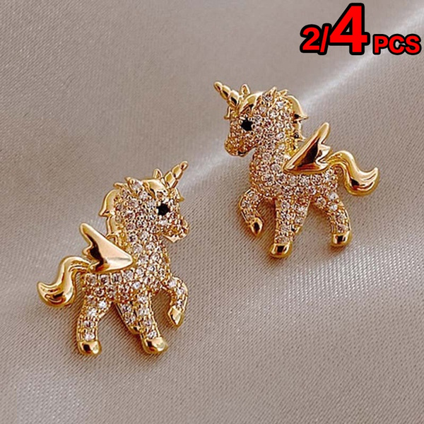 unicorn diamond earrings