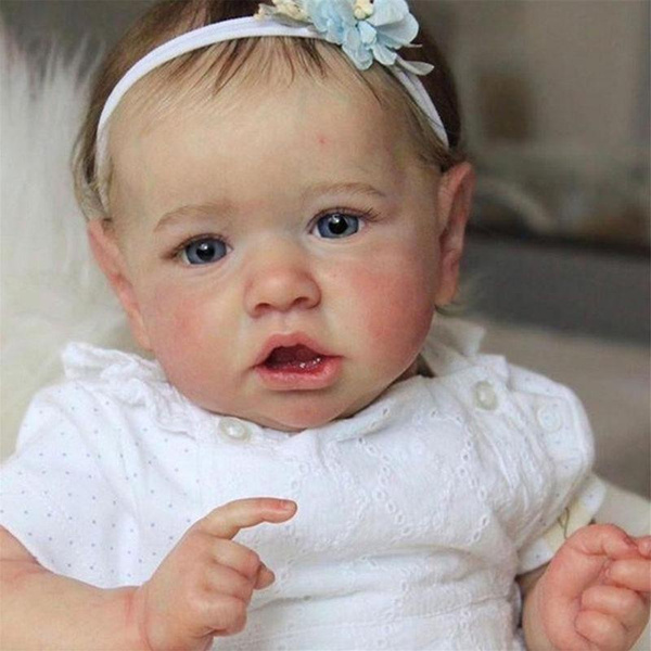 22''smile Girl Doll Toddler Reborn Lifelike Soft Baby Silicone Newborn Xmas Gift 