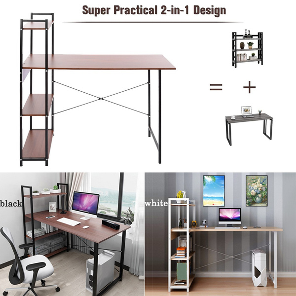 Computer Desk With Bookshelf 40 Inch Home Office Desk Space Saving Design Wish