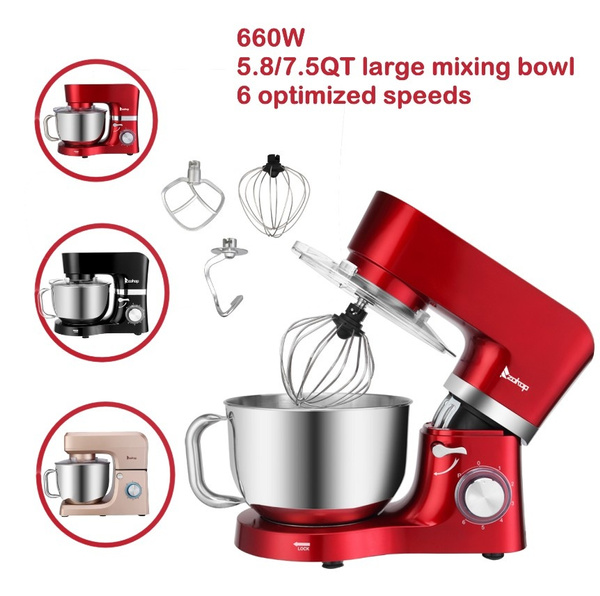 660W Electric Stand Mixer with 5.8/7.5 Quart Stainless Steel Mixing Bowl and 6 Mixing Speed Wish