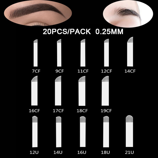 20 Pcs Microblading Needles, Permanent Makeup Manual Tattoo Eyebrow