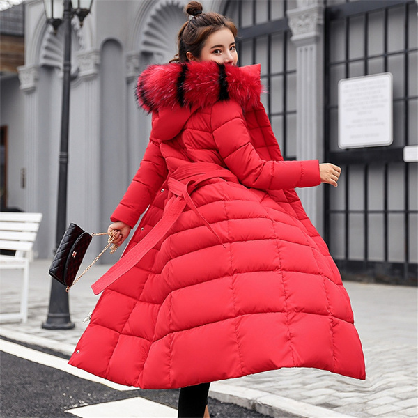 Women Winter Full Length Jacket Down Cotton Puffer Coat Fur Hooded Long  Parka | Wish