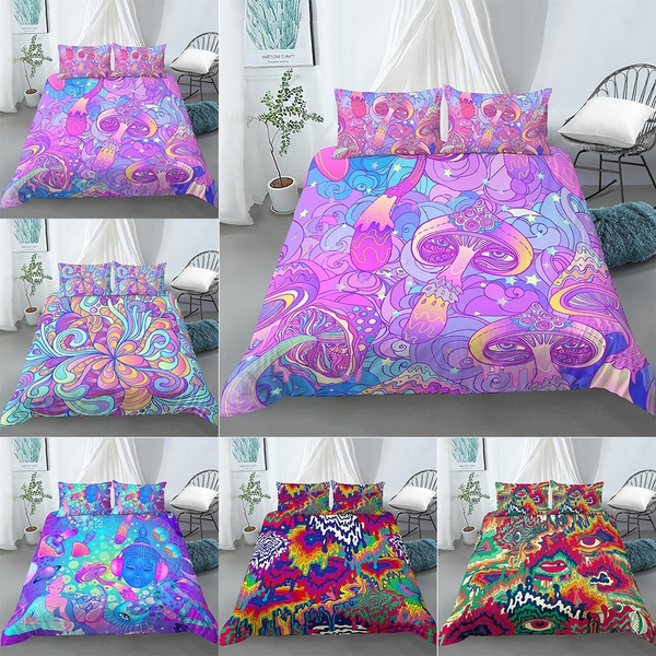 Trippy Psychedelic Mushroom Bedding Sets Duvet Cover Set 2 3pcs Bedding Sets Au Eu Uk Us Single Twin Double Full Queen King Size Wish