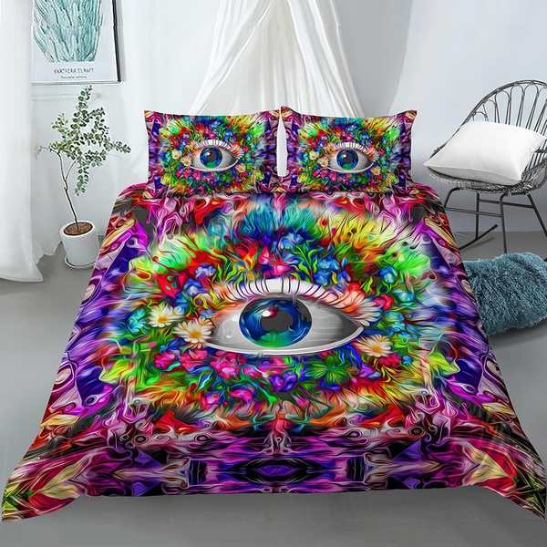 Trippy Psychedelic Bedding Set Duvet, King Size Duvet Cover Sets Uk