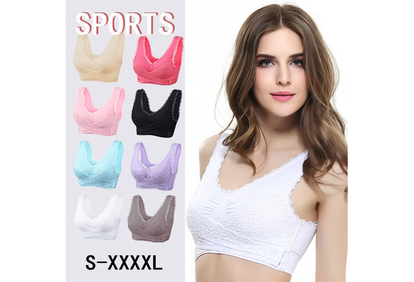 Sports Bra Lingerie Lace Solid Color Cross Side Buckle Without