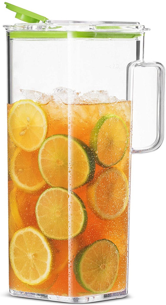 77oz Large Glass Water Pitcher with Gold Lid for Fridge Wide Handle Coffee Carafe for Party Water Jug Lemonade Iced Tea Jug Juice Sun Tea Jar for