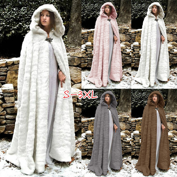 Fur cloak with outlet hood